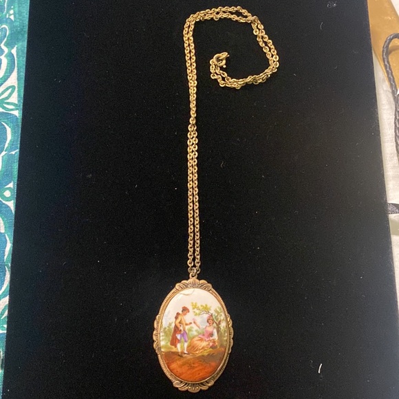 Vintage Victorian Hand Painted Necklace - Picture 6 of 14